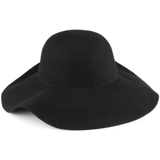 Scala Hats Sonora Raw Edge Wool Felt Floppy Hat - Black