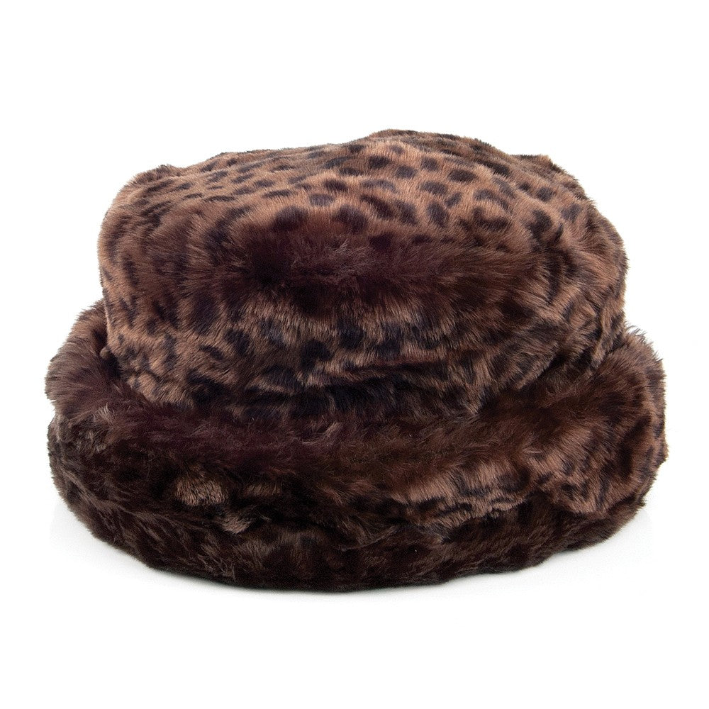Scala Hats Faux Fur Winter Bucket Hat - Dark Leopard