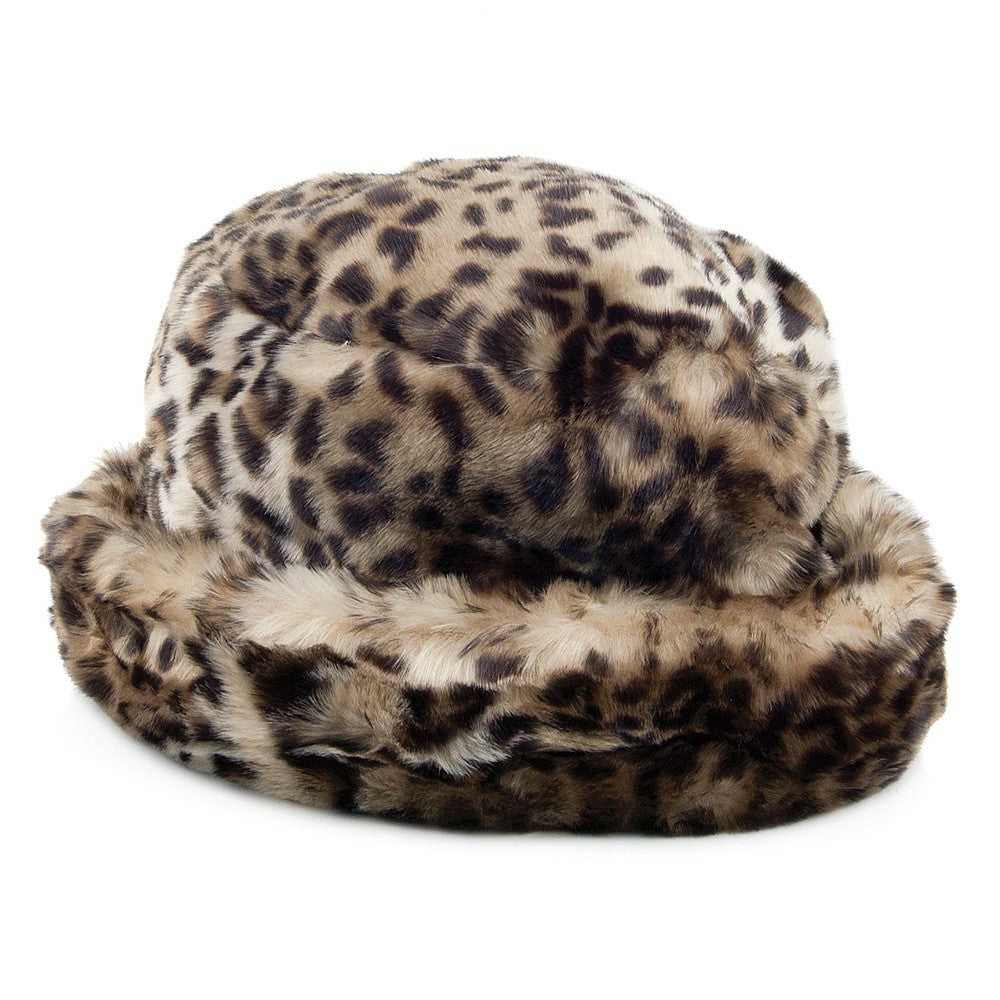 Scala Hats Faux Fur Winter Bucket Hat - Leopard