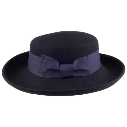 Scala Hats Wool Felt Blossom Kettle Hat - Navy