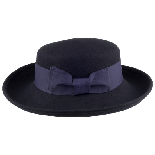Scala Hats Wool Felt Blossom Kettle Hat - Navy