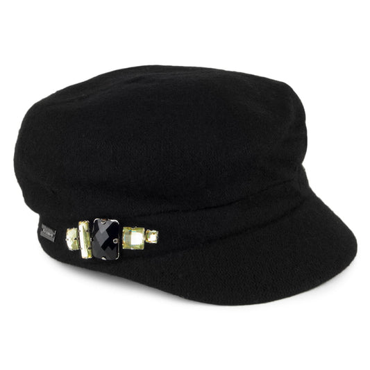 Betmar Hats Rhinestone Baker Boy Cap - Black