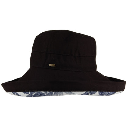 Scala Hats Aninata Cotton Packable Sun Hat - Black