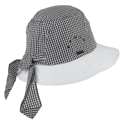 Betmar Hats Gingham Knotted Cloche - Black-White