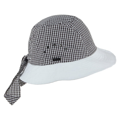 Betmar Hats Gingham Knotted Cloche - Black-White