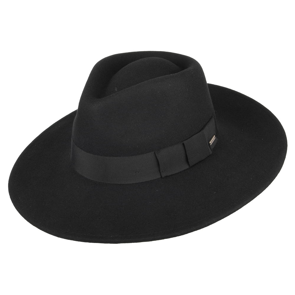 Brixton Hats Joanna Wool Felt Wide Brim Fedora Hat - Black