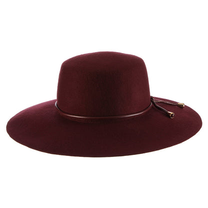 Scala Hats Adelle Crushable Wool Felt Boater Hat - Wine