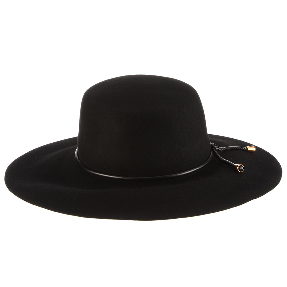 Scala Hats Adelle Crushable Wool Felt Boater Hat - Black