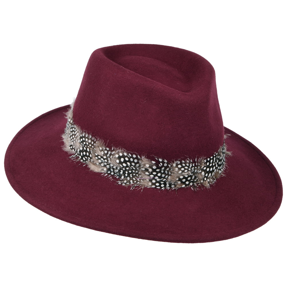 Failsworth Hats Country Feather Fedora Hat - Merlot