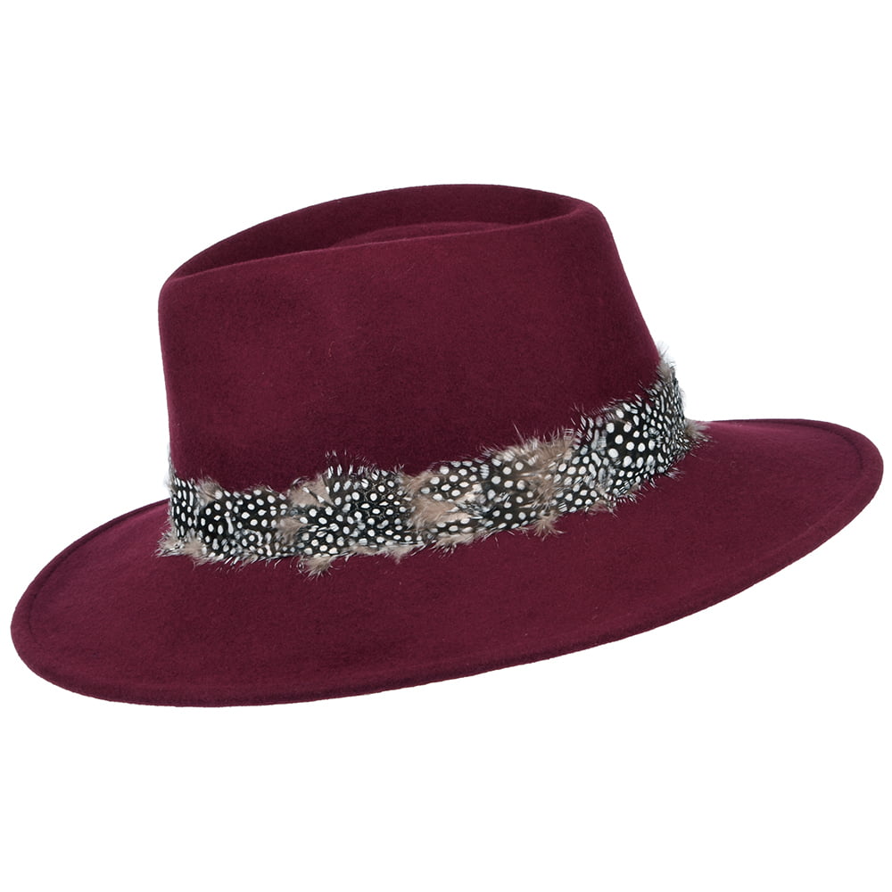 Failsworth Hats Country Feather Fedora Hat - Merlot