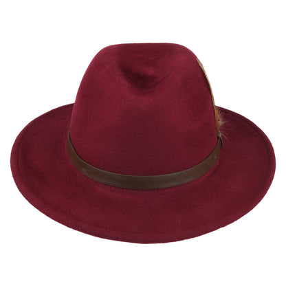 Failsworth Hats Cheltenham Showerproof Wool Felt Fedora Hat - Merlot