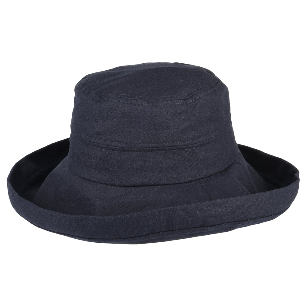 sur la tête Lily Linen-Cotton Packable Sun Hat - Navy Blue – Village Hats