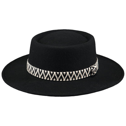 Barts Hats Fawne Wool Felt Boater Hat - Black