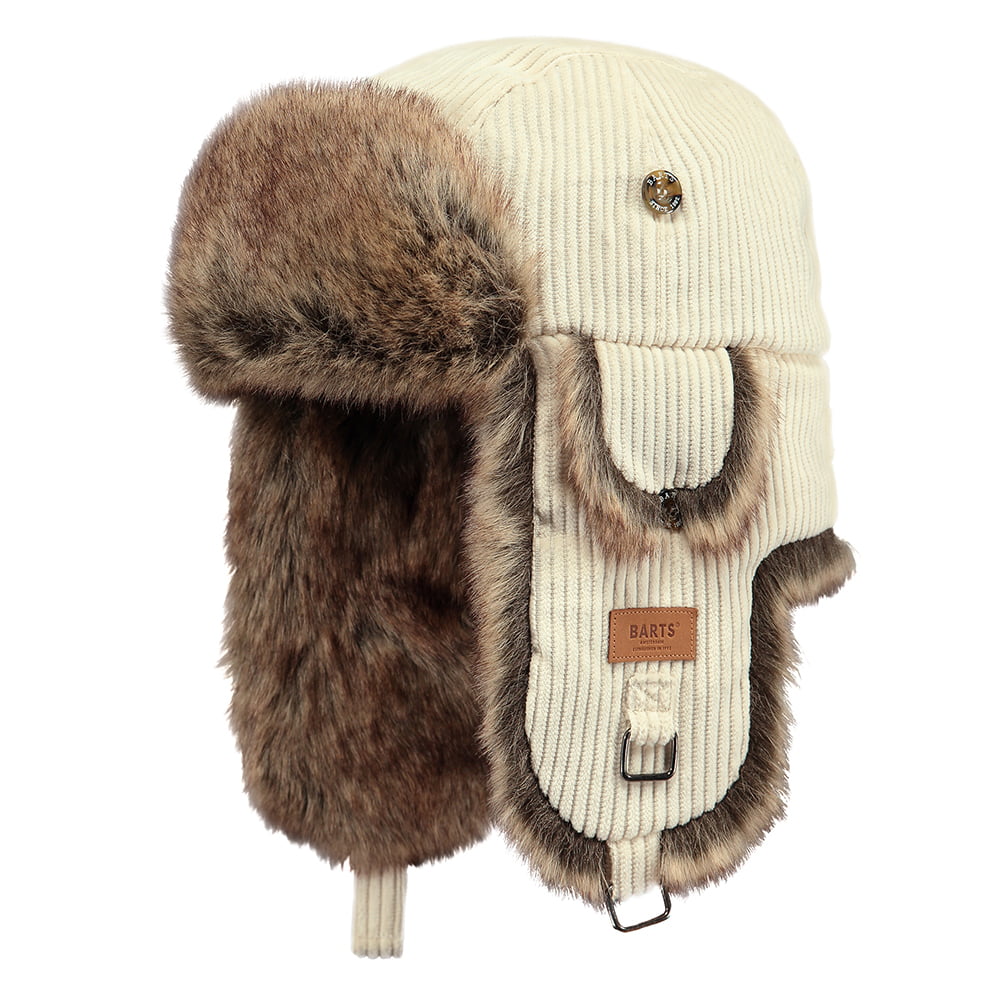 Barts Hats Corduroy Rib Faux Fur Bomber Trapper Hat - Cream