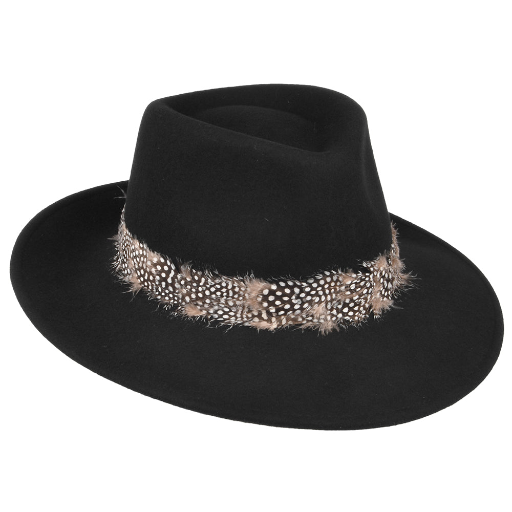 Failsworth Hats Country Feather Fedora Hat - Black