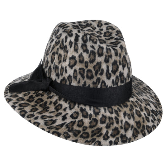 Failsworth Hats Snow Leopard Showerproof Wool Felt Fedora Hat - Grey Mix