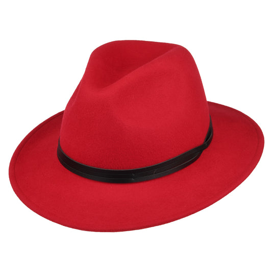 Failsworth Hats Classic Showerproof Wool Felt Fedora Hat - Red