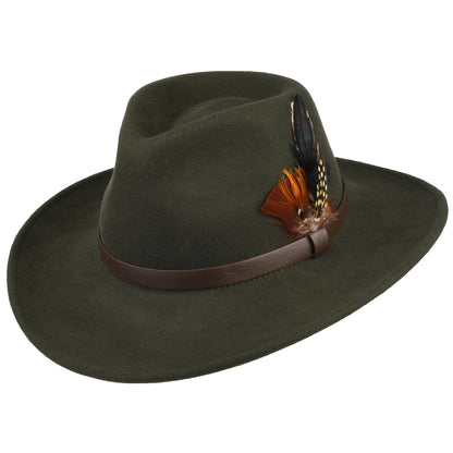 Failsworth Hats Showerproof Wool Felt Outback Hat - Olive