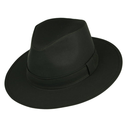 Failsworth Hats Drifter Wax Cotton Fedora Hat - Olive