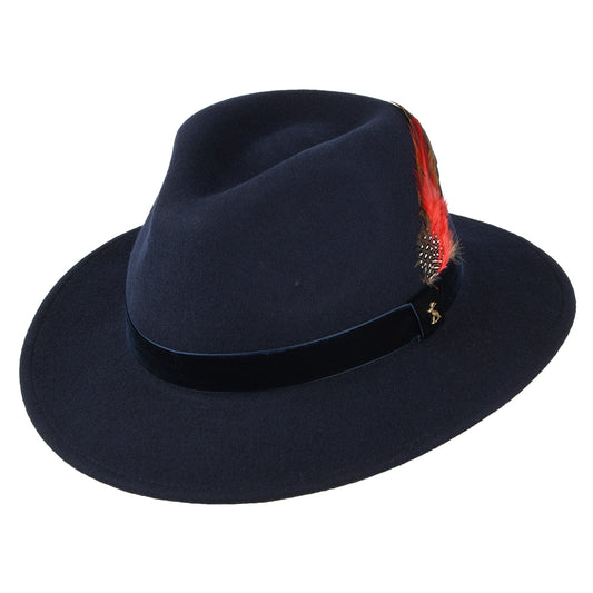 Joules Hats Wool Felt Fedora Hat With Velvet Band - Navy Blue