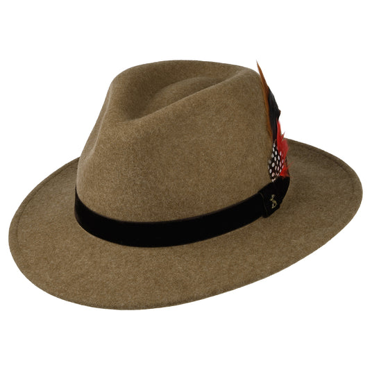 Joules Hats Wool Felt Fedora Hat With Velvet Band - Camel
