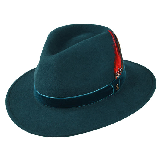 Joules Hats Wool Felt Fedora Hat With Velvet Band - Teal