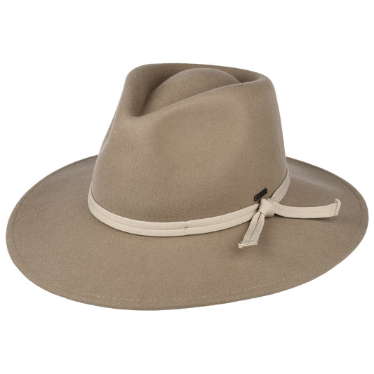 Brixton Hats Joanna Wool Felt Packable Fedora Hat - Camel-Beige