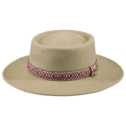 Barts Hats Fawne Wool Felt Boater Hat - Light Brown