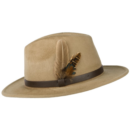 Failsworth Hats Cheltenham Showerproof Wool Felt Fedora Hat - Camel