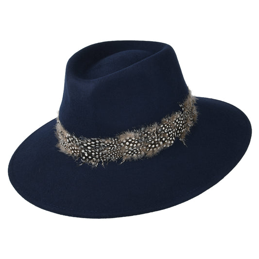 Failsworth Hats Country Feather Fedora Hat - Navy Blue