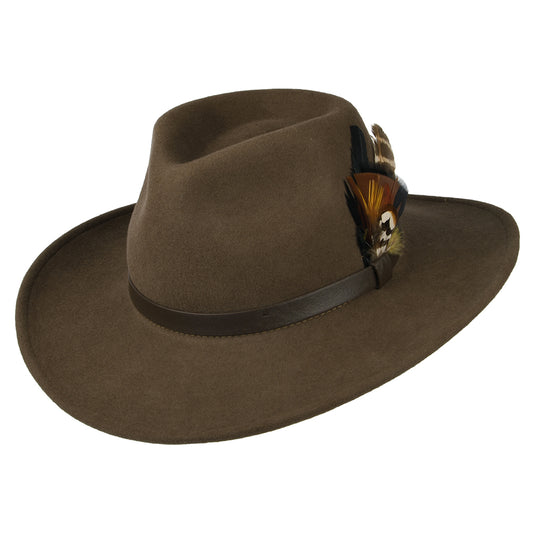 Failsworth Hats Showerproof Wool Felt Outback Hat - Brown