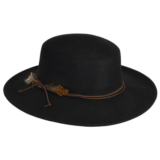 Scala Hats Dunia Wool Felt Boater Hat - Black