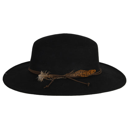 Scala Hats Dunia Wool Felt Boater Hat - Black