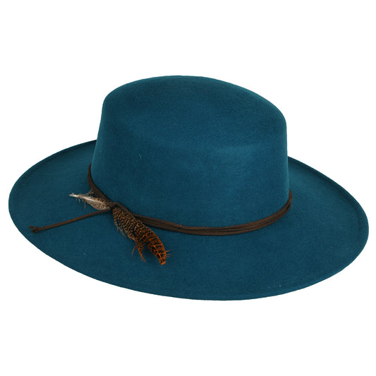 Scala Hats Dunia Wool Felt Boater Hat - Teal