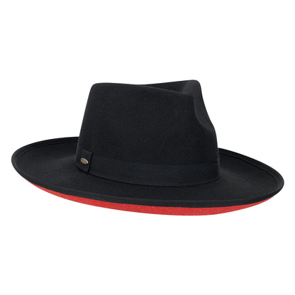 Scala Hats Dillane Rancher Fedora Hat - Black-Red