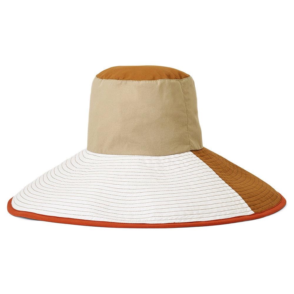 Brixton Hats Maddie Wide Brim Packable Bucket Hat - Sand-Brown-White