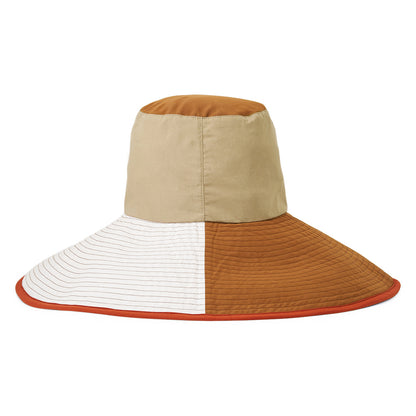 Brixton Hats Maddie Wide Brim Packable Bucket Hat - Sand-Brown-White