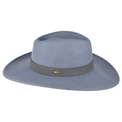 Scala Hats Inaki Wool Felt Safari Fedora Hat - Ice Blue