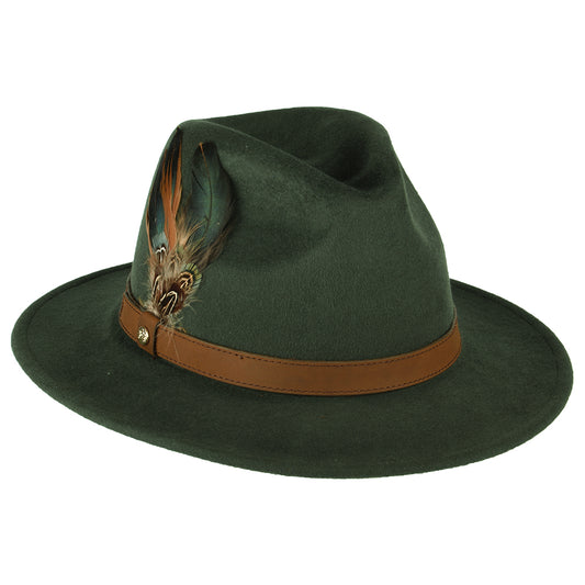 Failsworth Hats Showerproof Wool Felt Fedora Hat - Olive