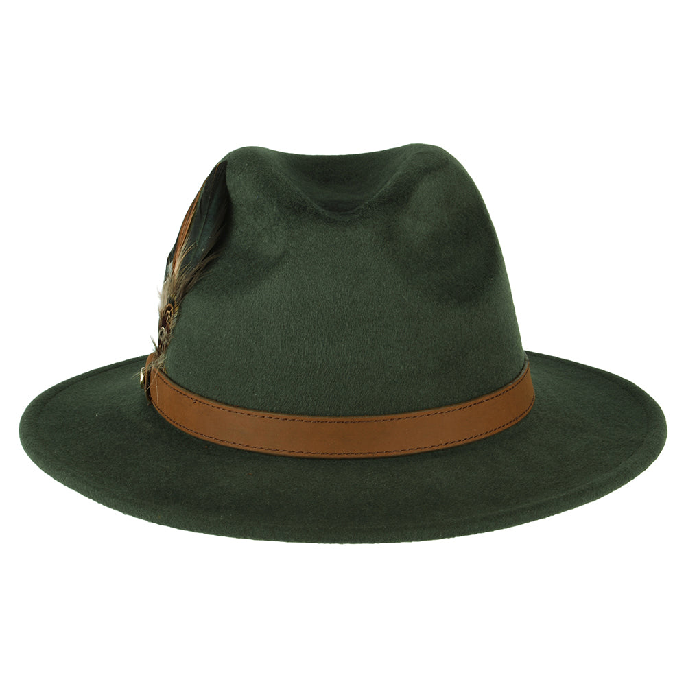 Failsworth Hats Showerproof Wool Felt Fedora Hat - Olive