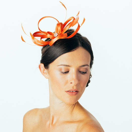 Failsworth Hats Satin Fascinator - Orange