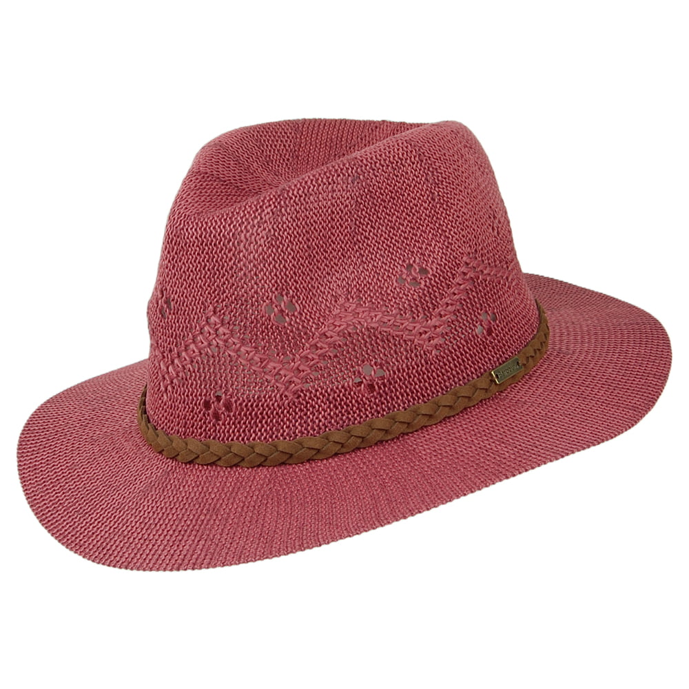 Barbour Hats Flowerdale Crochet Fedora Hat - Berry