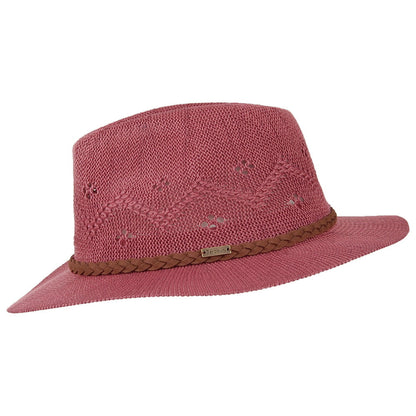 Barbour Hats Flowerdale Crochet Fedora Hat - Berry