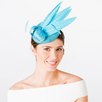 Failsworth Hats Ariel Feather Pillbox Hat - Turquoise