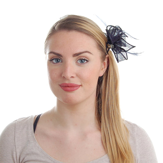 Failsworth Hats Wendy Clip-On Flower Fascinator - Navy Blue