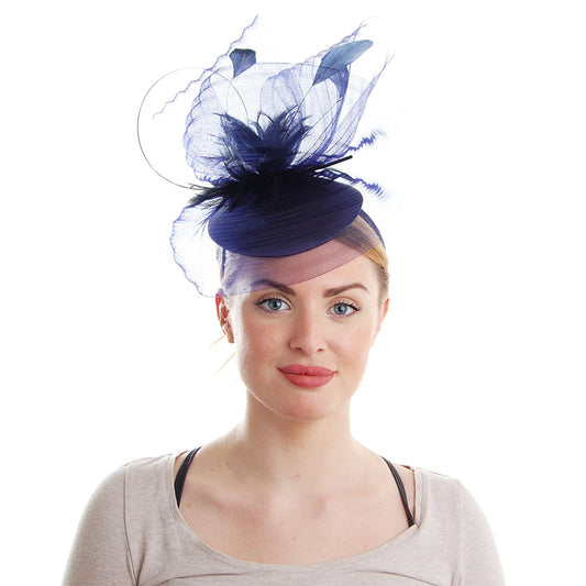 Failsworth Hats Aubrey Tulle Pillbox Fascinator - Navy Blue