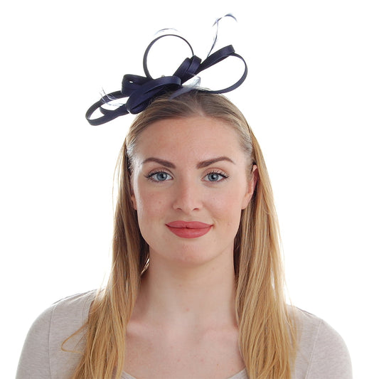 Failsworth Hats Satin Fascinator - Navy Blue