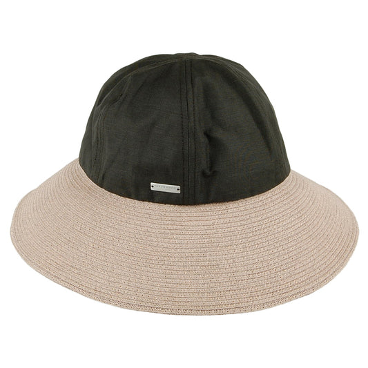 Seeberger Hats Wide Brim Summer Cloche - Olive-Natural
