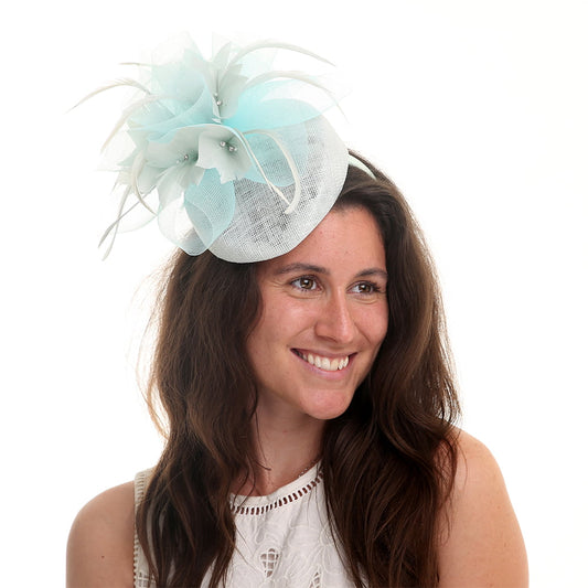 Jane Anne Designs Dahlia Pillbox Fascinator - Ice Blue