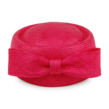 Whiteley Hats Jackie O Straw Pillbox Hat - Raspberry